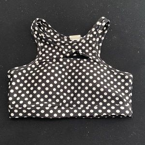 Black + white polka dot sports bra Sz S cage back